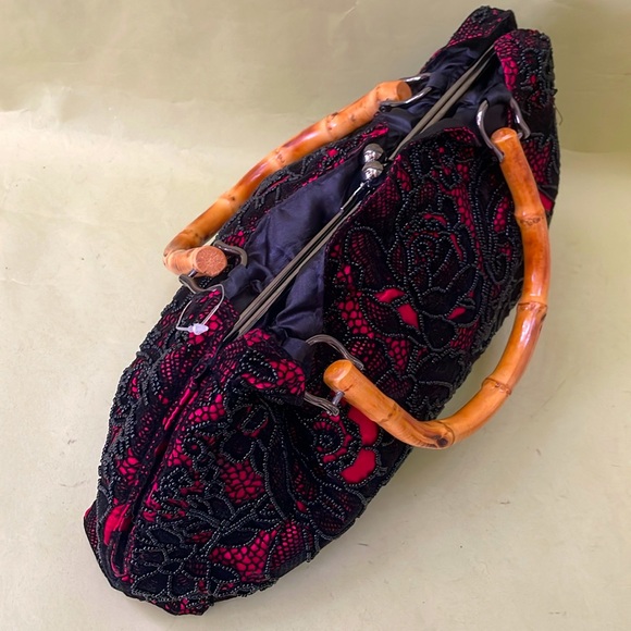 New vintage pink/black beaded purse - Picture 13 of 15